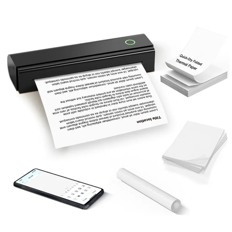 Portable Bluetooth A4 Printer Inkless Office Documents PDF Photos Homework Memos Notes Thermal Printer Android IOS Windows MacOS