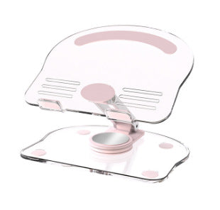 NNEDSZ Pink Acrylic Foldable Tablet and Phone Stand - 360° Rotation, Anti-Slip Design, Lightweight and Compact