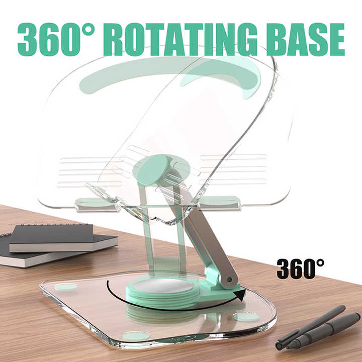 NNEDSZ Pink Acrylic Foldable Tablet and Phone Stand - 360° Rotation, Anti-Slip Design, Lightweight and Compact